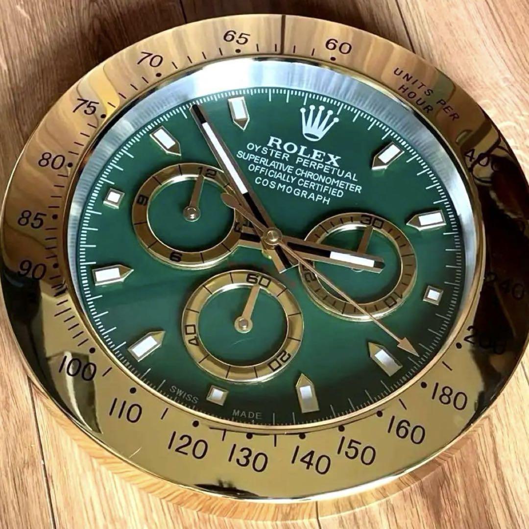 【人気ショップが最安値挑戦！】 ROLEX ロレックス 掛け時計（新品 ゴールドグリーンデイトナ インテリア時計