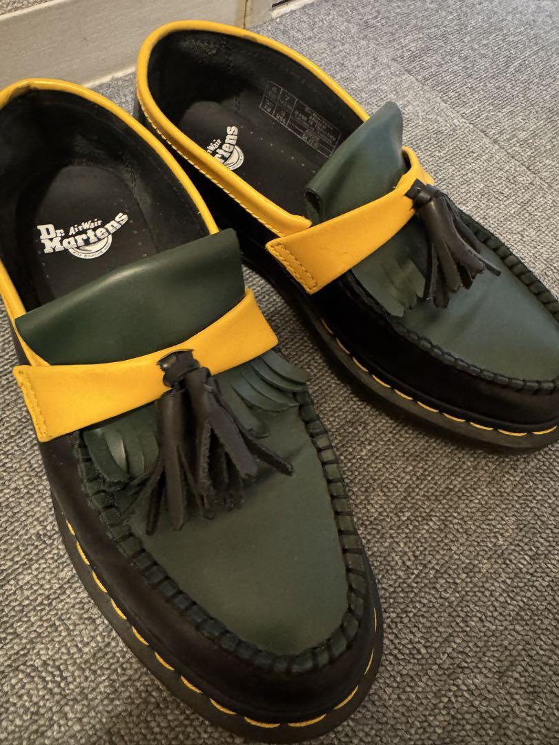 Dr. Martens フリンジ付きローファー 緑と黄色 UK6 （ドクター