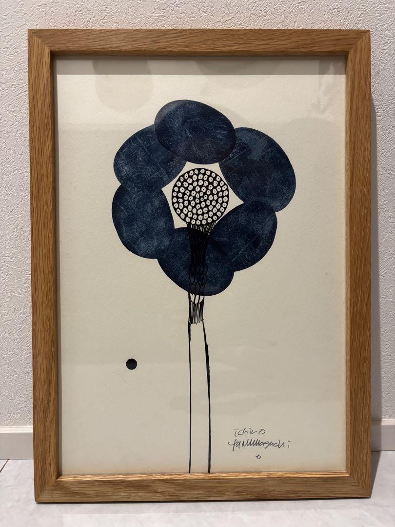 山口一郎 原画 藍色 お花 Sサイズ（山口一郎 原画 ブルーバード