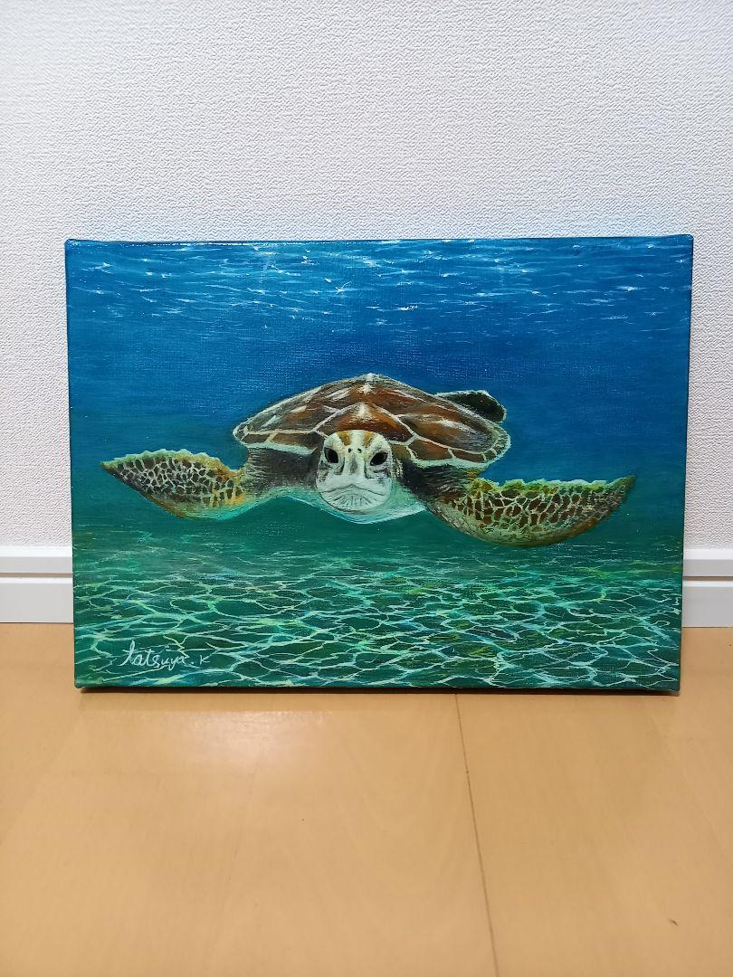 油絵 絵画 【海森のウミガメ】 油絵 絵画 【海森のウミガメ】 - メルカリ