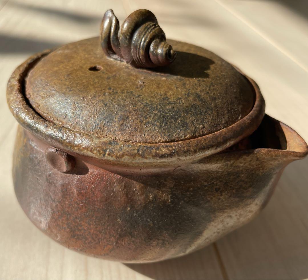 備前焼　備前香山　在銘　宝瓶　手捻り古作　煎茶道具 備前焼 急須 宝瓶 手捻り 箱無し 作家名あり （備前焼 冷たい 森