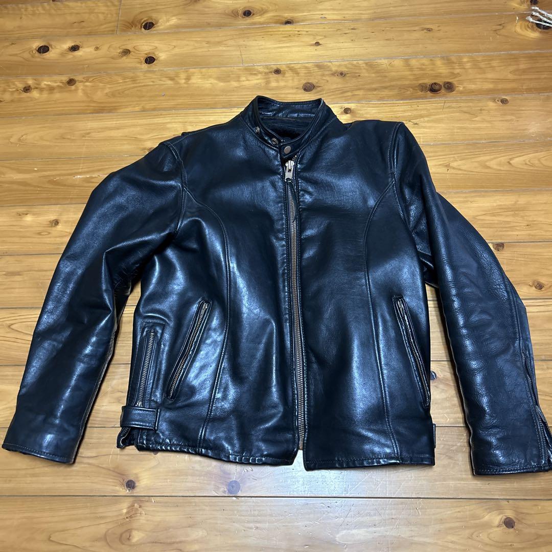 HARLEY DAVIDSON ゴートシングルライダース ほぼ未使用 Horn Works 本革 UK襟付きシングルライダースジャケット メンズ