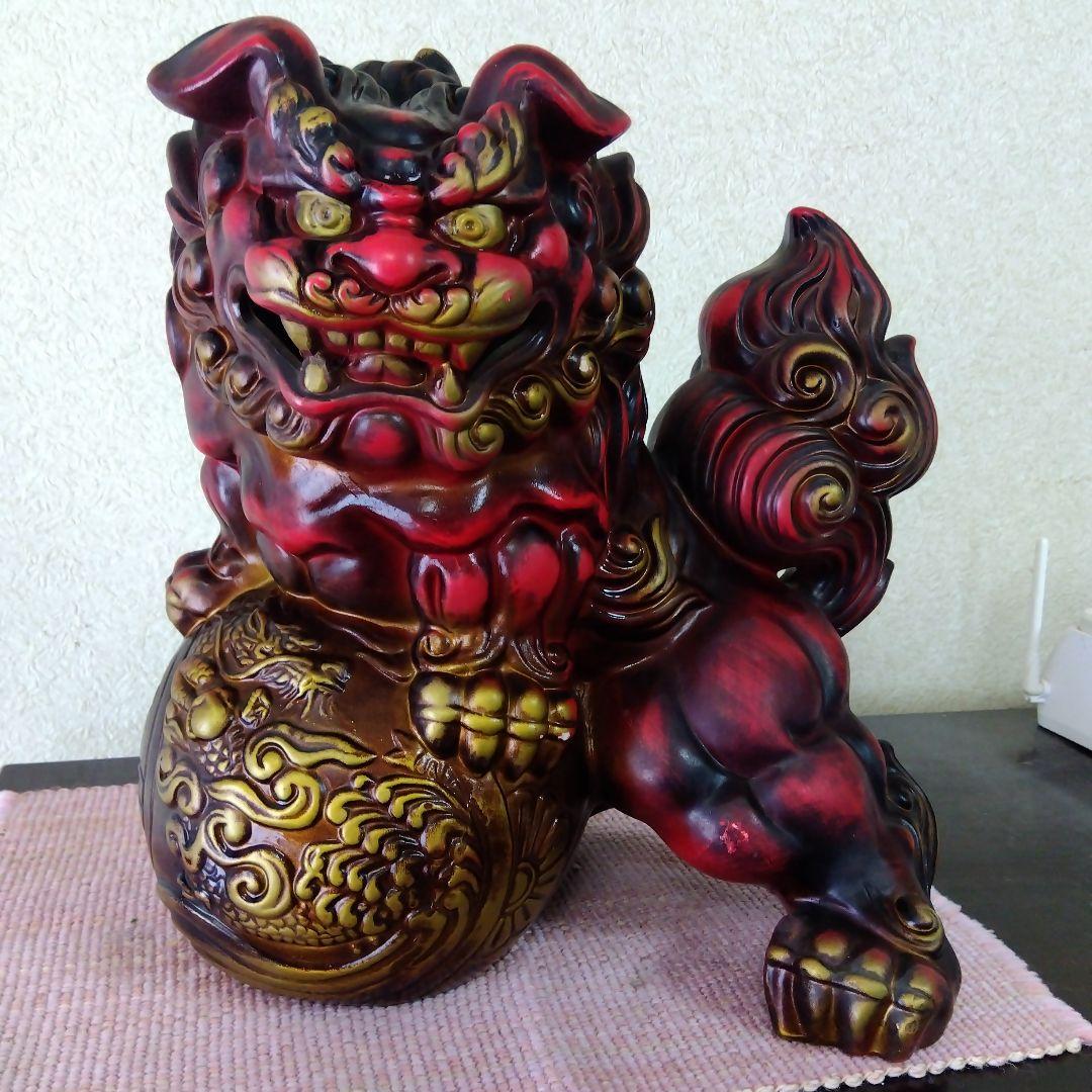 備前・牡丹唐獅子・置物・唐獅子・狛犬・床置・魔除け・厄除・縁起物