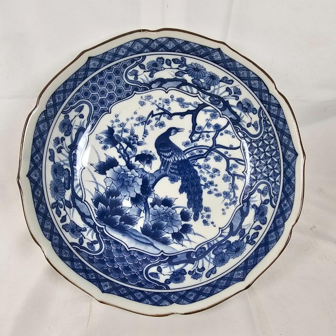 【有田焼】飾り皿　深川製　陶器　焼物　中皿　スタンド付き 有田焼】飾り皿 深川製 陶器 焼物 中皿 スタンド付き