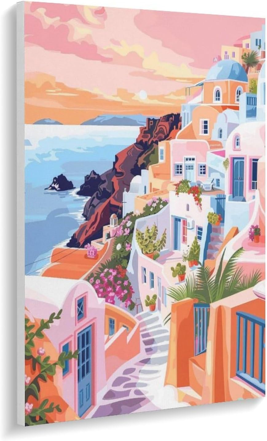 漫画のシンプルなエーゲ海の風景 数字キットによる絵画 数字油絵