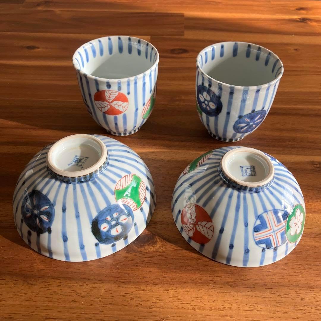 ◆新品未使用◆高野昭阿弥 夫婦茶碗 と 夫婦湯呑み 昭阿弥 赤絵 夫婦湯呑［京焼清水焼・高野昭阿弥（昭阿弥窯
