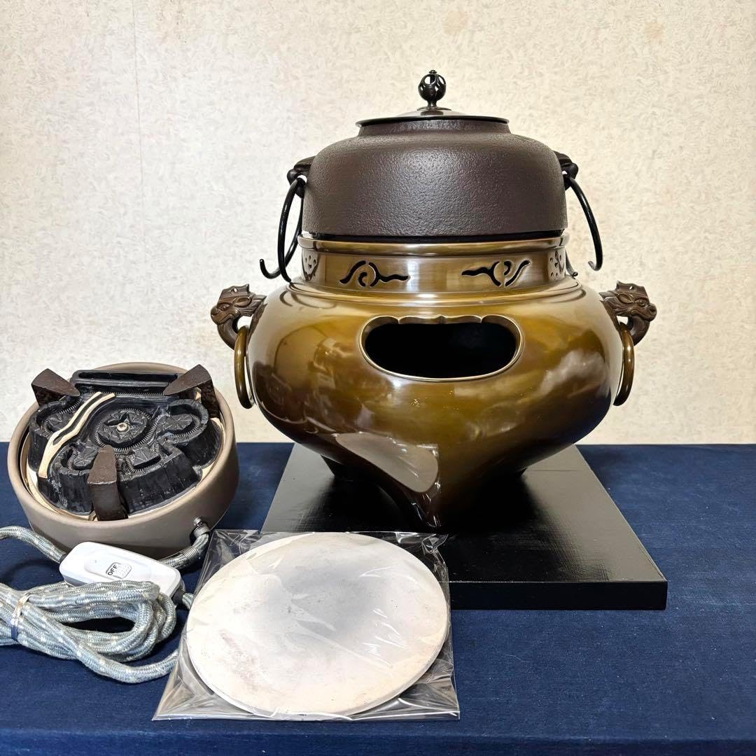 美品 茶道具 唐銅鬼面風炉 真形釜添 野々田製電熱器 敷板3点セット 紙箱 Amazon.co.jp: 唐銅鬼面風炉 釜師 高橋敬典（釜）風炉師 浄雲