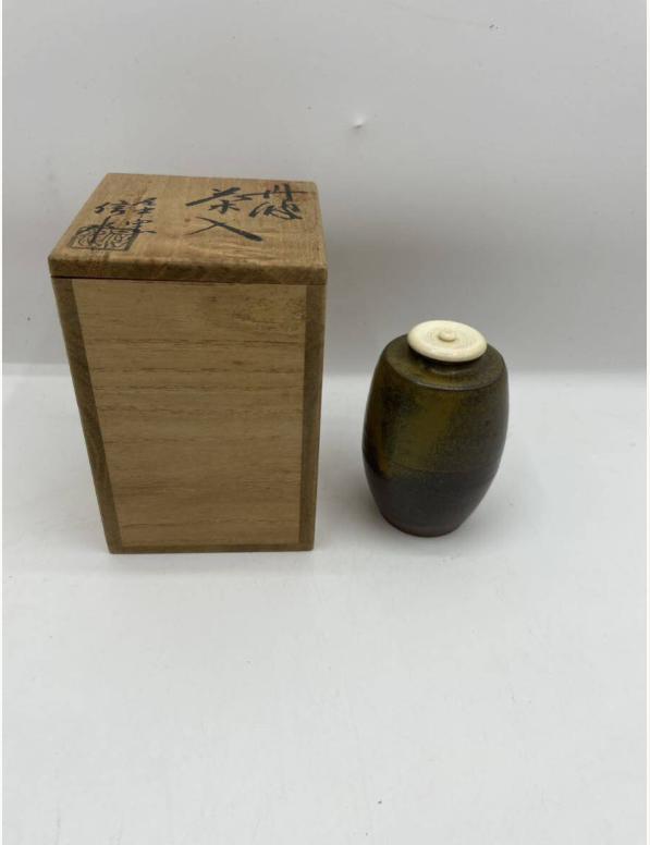 尾中窯 市野信水造 丹波茶入 仕覆 共箱 茶道具 煎茶道具. 骨董品