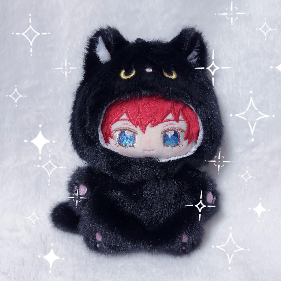 ぬい服　代行 様　ふわふわ猫耳black　にじぱぺ　いつぬい　着ぐるみ ねこ耳ぬい着ぐるみ⟡にじぱぺっと専用⟡黒×赤⟡ぬい服 - くさび