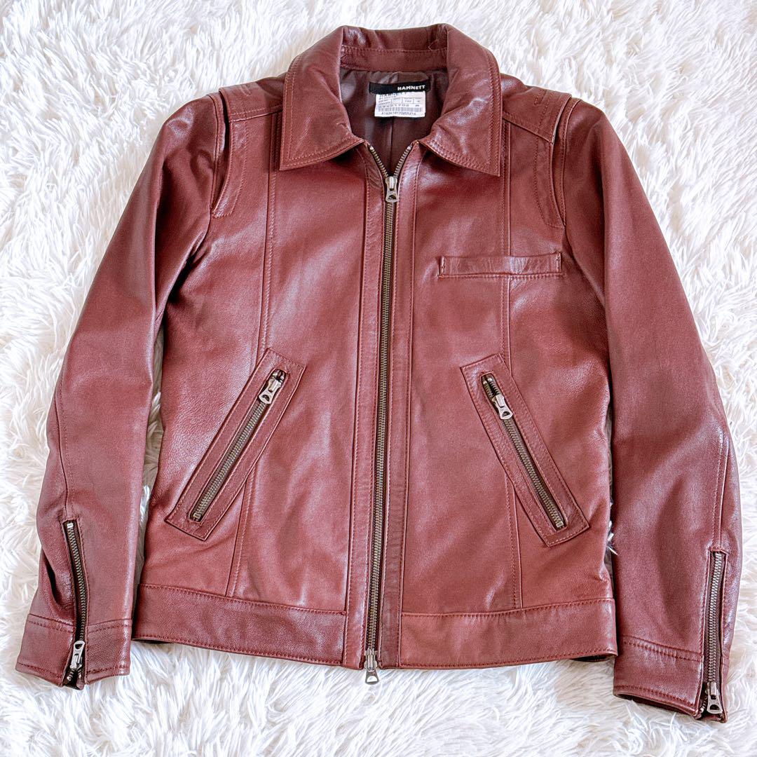 HAMNETT　ハムネット レザージャケット　ライダース　ブラウン　茶　Mサイズ HAMNETT ハムネット レザージャケット ライダース ブラウン 茶 M