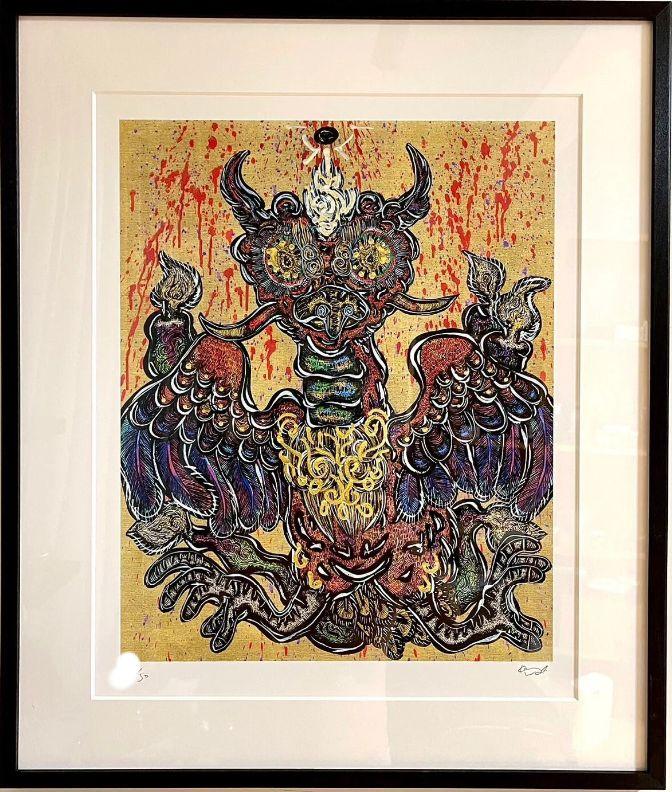 小松美羽 版画 火山の頂上と火の鳥 （開幕】「小松美羽展 岡本