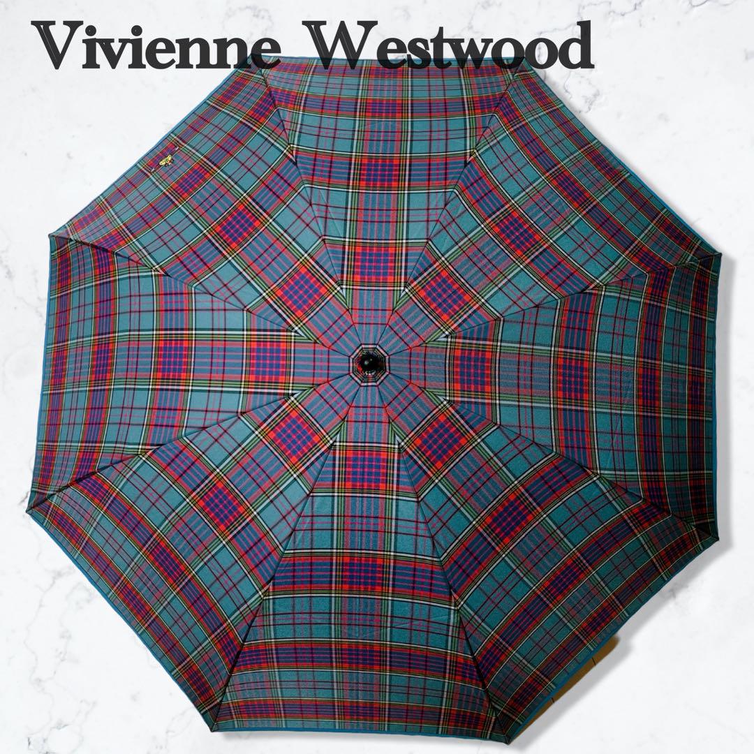 Vivienne Westwood　マックマラタータンチェック　折りたたみ傘 美品】ヴィヴィアンウエストウッド マックマラタータンチェック
