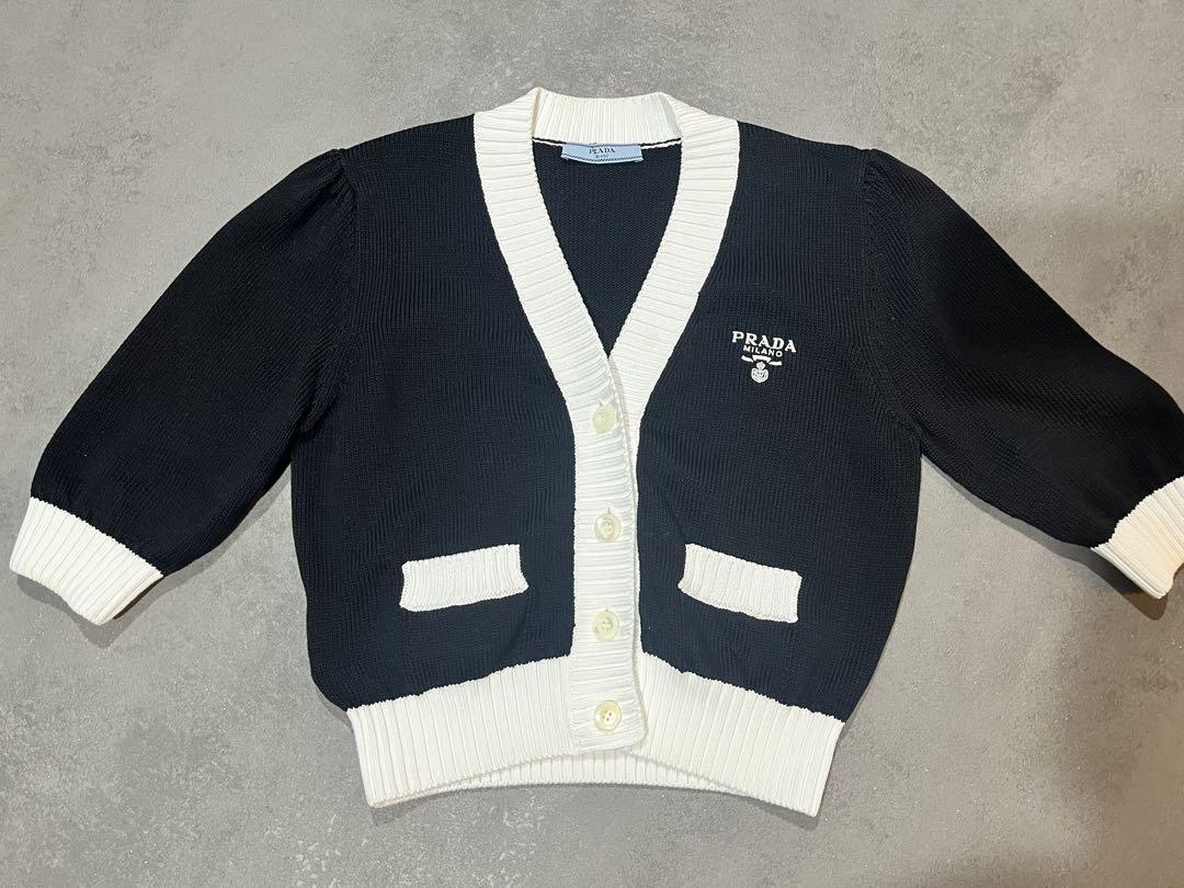 PRADA◇クロップドコットン リブニットカーディガン (PRADA