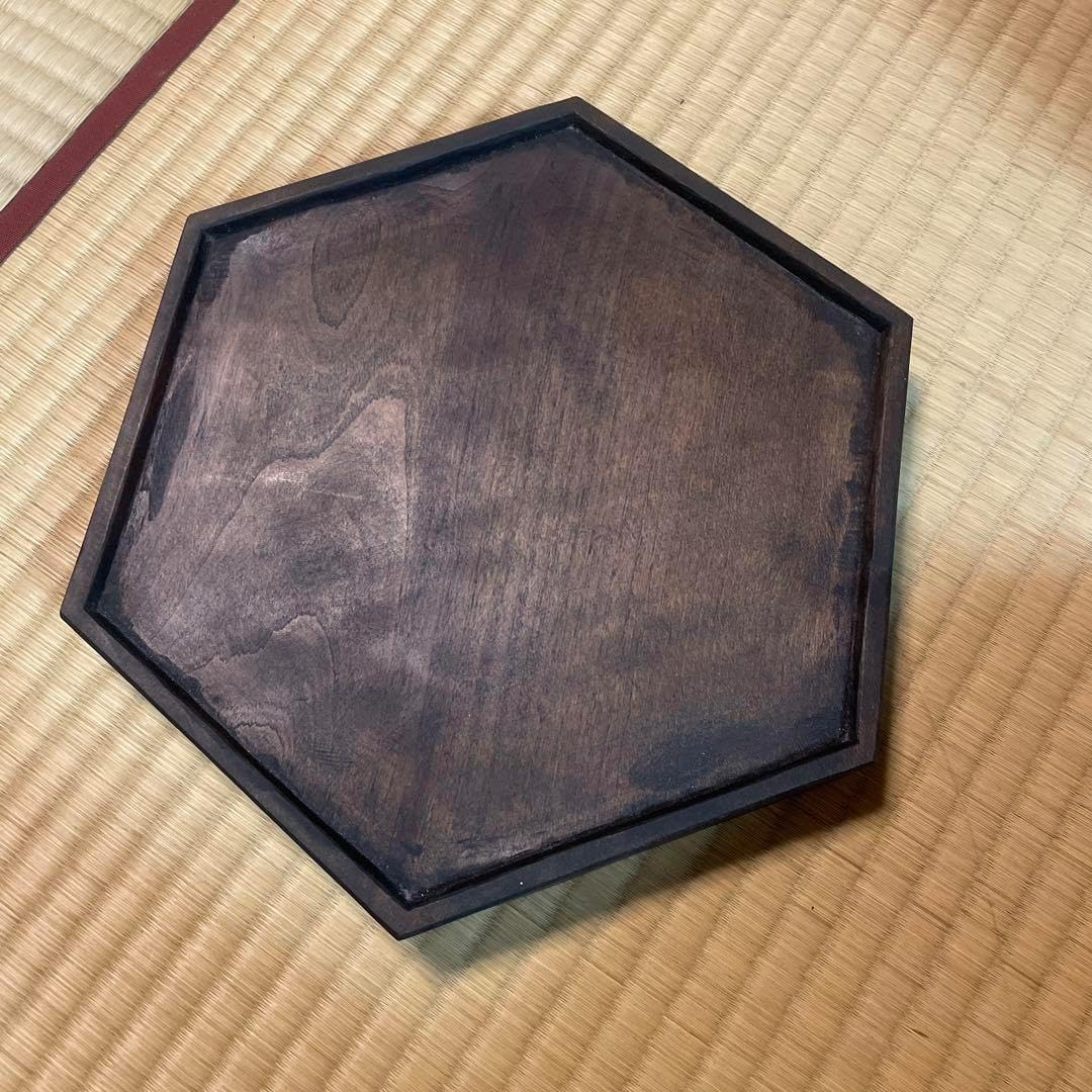 徒慈　鉄媒染　六角盆　盆プレート　新品未使用 徒慈 鉄媒染 六角盆 盆プレート （室内 屋外 ガラス 手すり 支柱