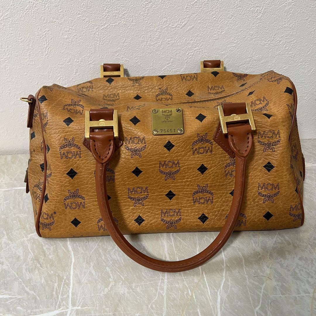 MCM ボストンバッグ ブラウンレザー MCM ボストンバッグ レザー ブラウン : JJコレクション ヤフー店