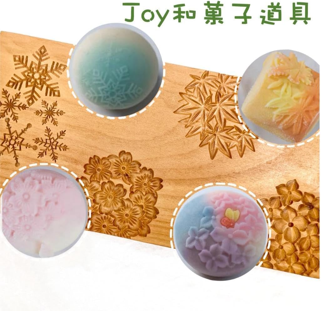 り*ま様 和菓子道具　和菓子木型　木彫　【 桜、アジサイ、もみじ、雪華紋 】生菓 m*o様 和菓子道具 和菓子木型 木彫 【 桜、アジサイ、もみ