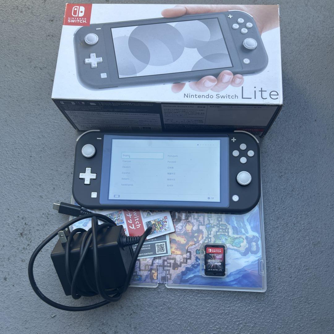 Nintendo Switch Lite グレー 充電器・ゲームカード付き（任天堂