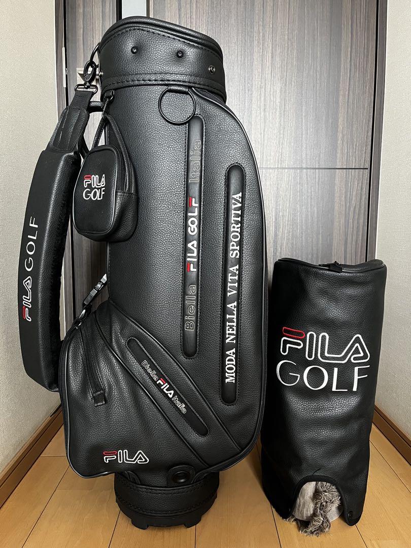 超美品希少FILA GOLF フィラ キャディバッグ レザー調 黒