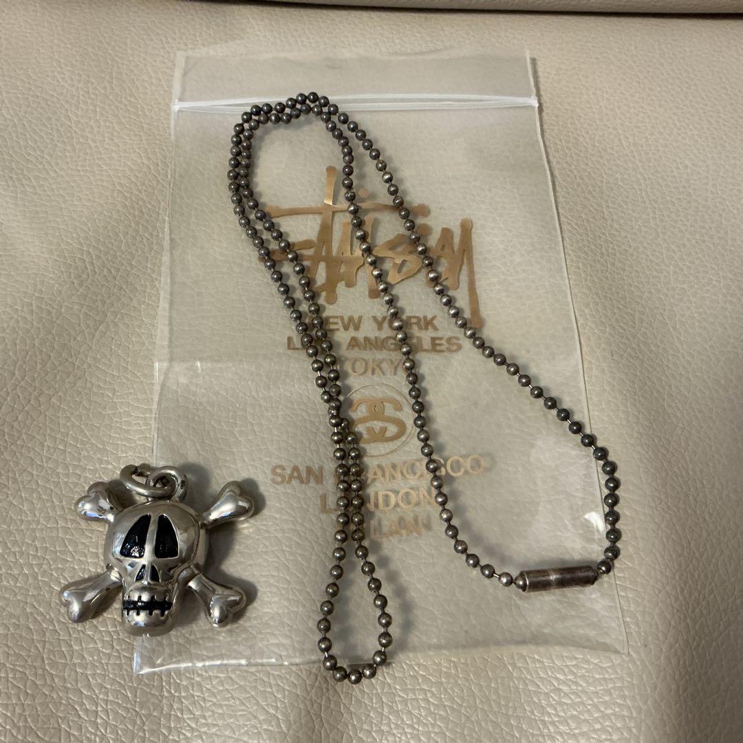 00s OLD STUSSY スカルボーン ネックレス トップ　ドクロ　骸骨 00s OLD STUSSY スカルボーン シルバー ネックレス アクセサリー