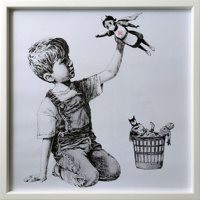 肉筆☆油絵☆700ミリ②『game changer』/Banksy/模写 Banksy バンクシー Game Changer ゲームチェンジャー アート