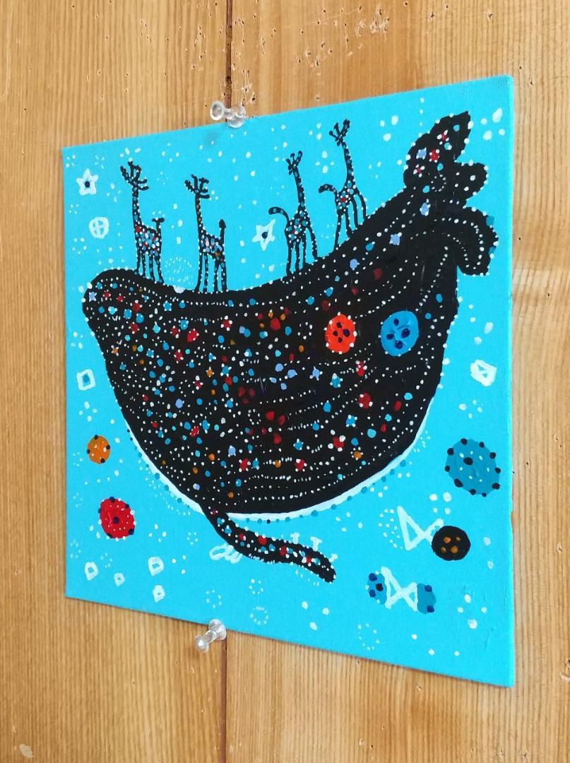 鯨オリジナル絵画 （鯨オリジナル絵画 （ザトウクジラの絵画 空