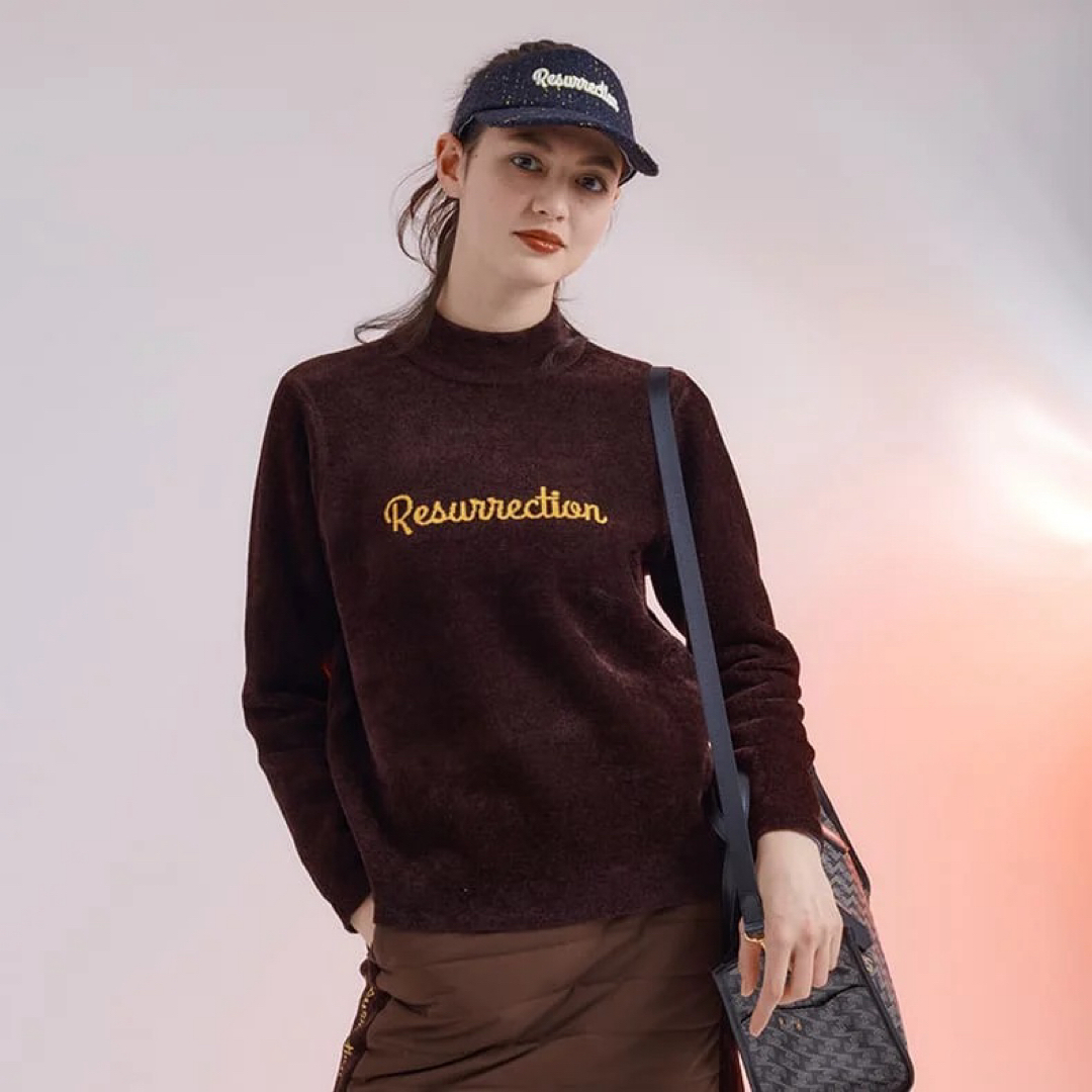 レザレクション ロゴジャガードモックネックニット  カラー　ブラウン サイズ　M レザレクション ロゴジャガードモックネックニット カラー