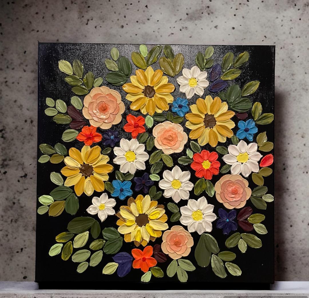 絵画 テクスチャーアート ボタニカルアート 花の絵 花柄