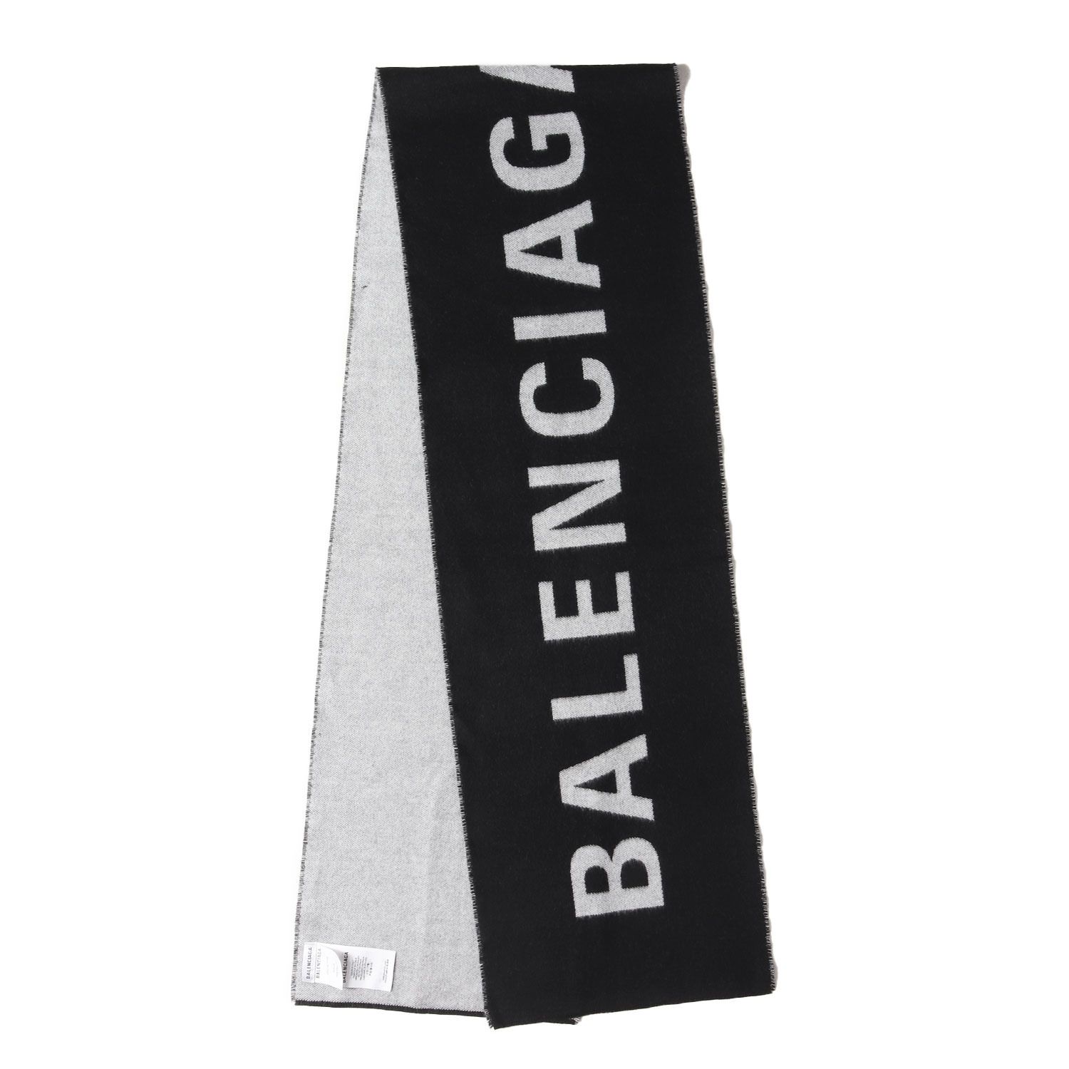 BALENCIAGA ロゴマフラー ブラック BALENCIAGA バレンシアガ アーチタイプ ロゴ マフラー
