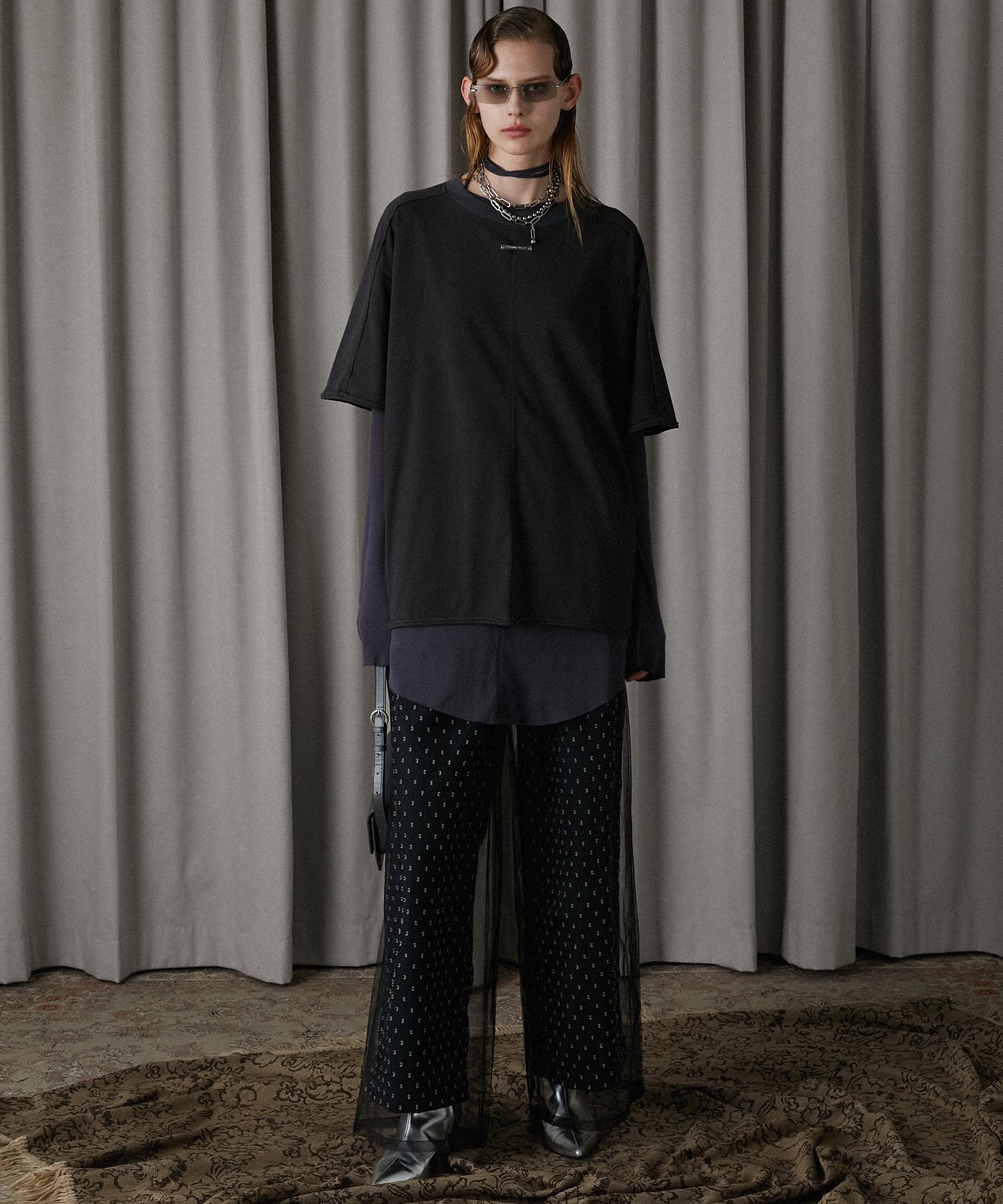 tシャツ シアーテレコレイヤーオーバートップ / Sheer Teleco Layer Over Top レディース osharewalker Tシャツ レディース トップス 半袖 クルーネック