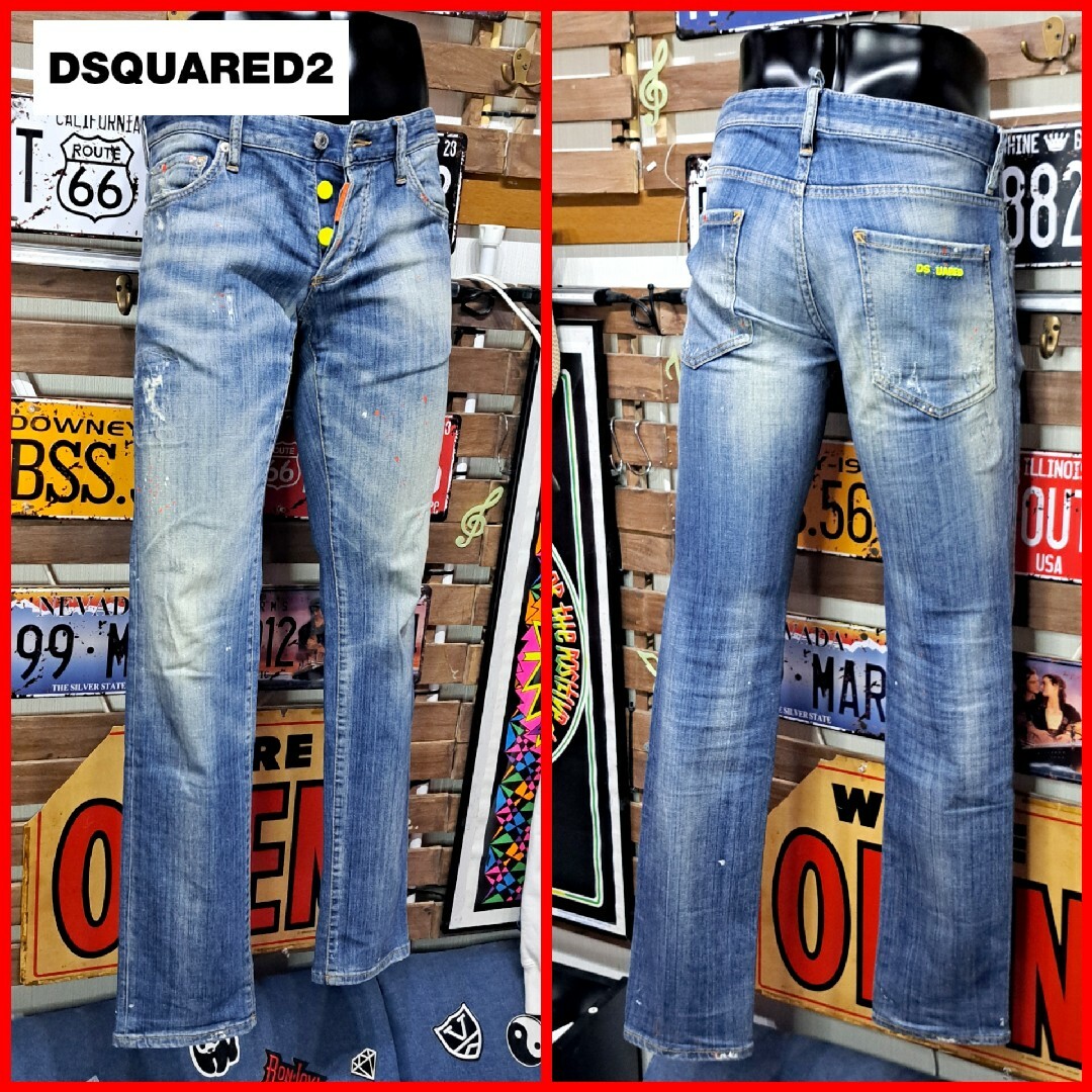 ✨極美品✨DSQUARED2 デニムジャケット ペンキ加工 ユーズド加工 42 Dsquared2 OVER JEAN JAKET ペンキ加工デニムジャケット