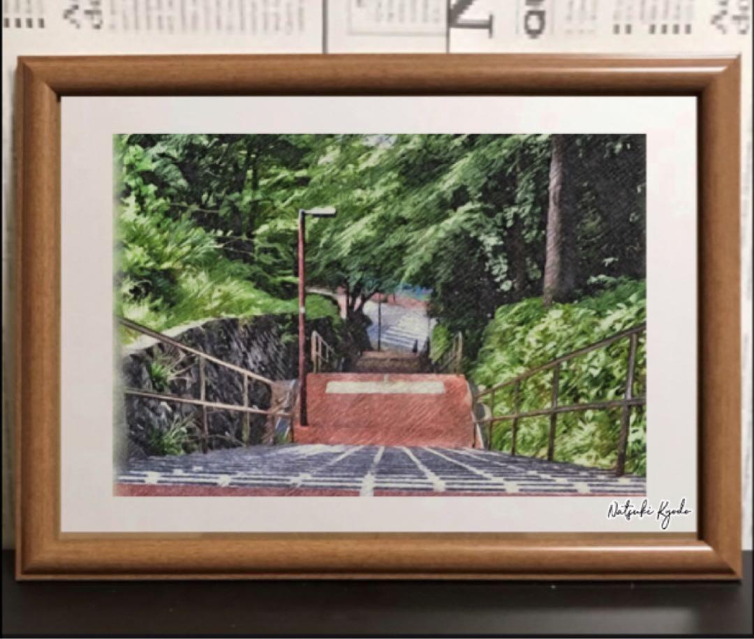 ジブリアート8 耳をすませばより「桜ヶ丘の階段より」25cm×34cm