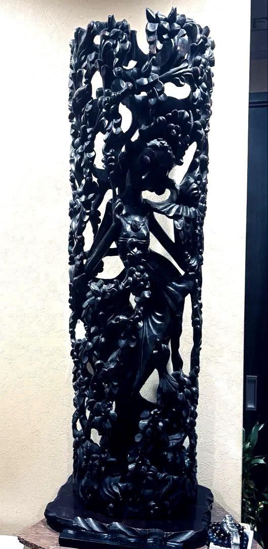 黒檀 木彫 細密彫刻 女神 98cm 大型 バリ神 神話 置物 彫刻 ラマーヤナ 黒檀 木彫 細密彫刻 女神 79cm 大型 バリ 神 神話 置物 彫刻