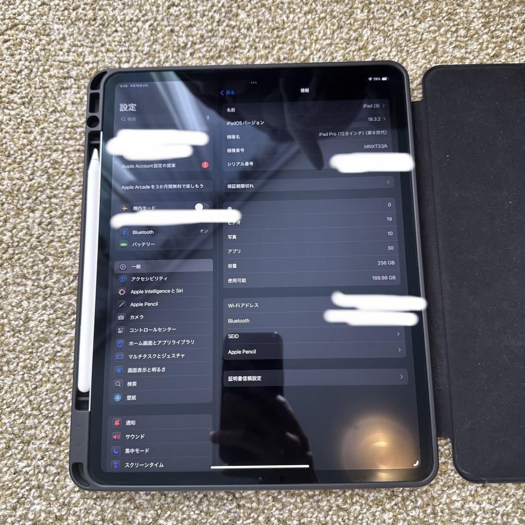 iPadPro 12.9インチ 第6世代 256GB Wifi PENCIL付（iPad Pro