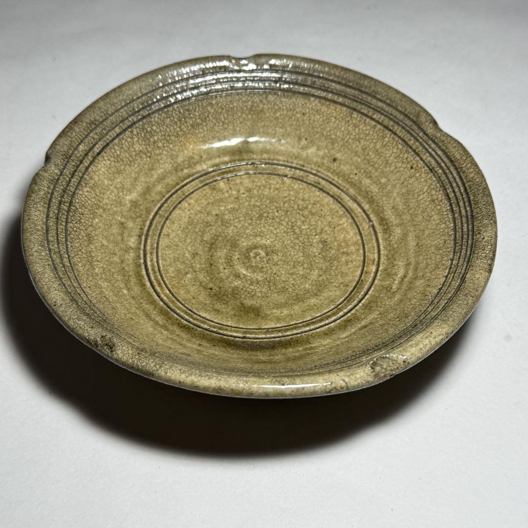 ◇古瀬戸輪花平皿 菓子皿 茶道具 江戸時代◇ （激レア 重 青花寿