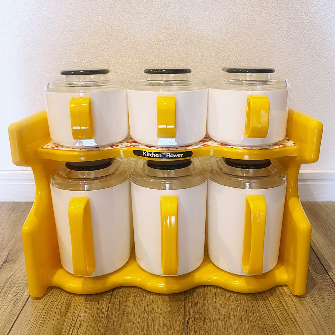 【新品未使用】昭和レトロポップ 調味料ケース 調味料ラック 新品未使用 Kitchen Flower 調味料ラックケース 昭和レトロ