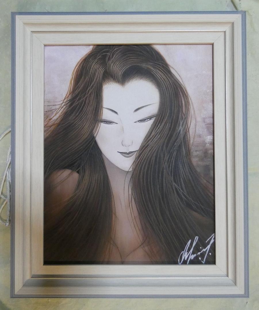 ず*ン様 セール中 【F6号】鶴田一郎 手描き油彩 肉筆画 コレクション出品 額 絵画 肉筆手描き 油彩 鶴田一郎「美人画」 サイン F6サイズ 額装