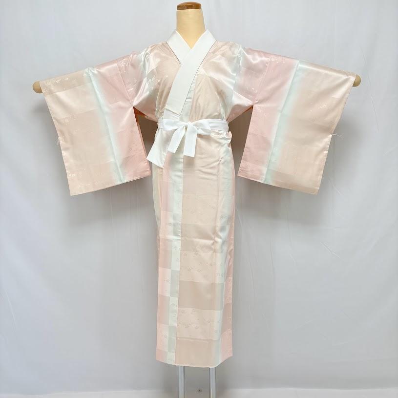 ゆりのはな　創世舎　長襦袢　単衣　立体裁断　水玉　衣紋ぬき　日本製　C301 ゆりのはな 創世舎 長襦袢 立体裁断 地紋桜柄 袷 衣紋ぬき 日本