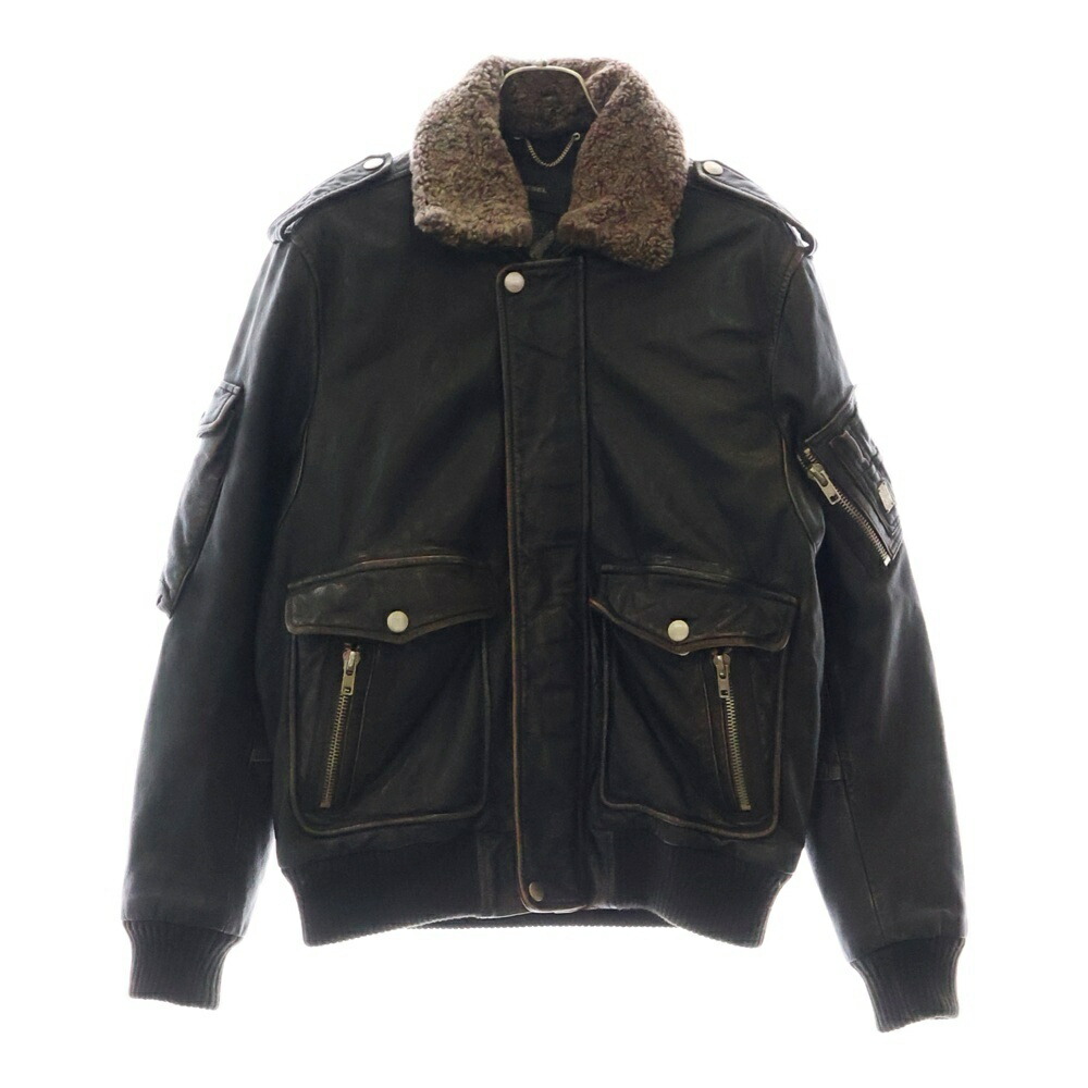 DIESEL(ディーゼル) サイズ:S A-2 Mouton Leather Jacket レザー