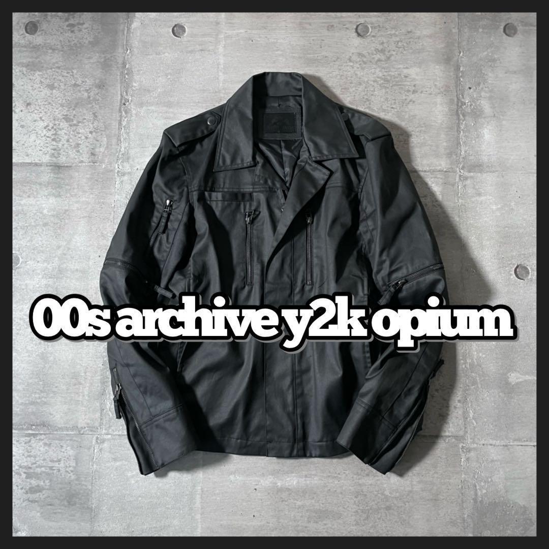 y2k grunge opium archive コーティング デニムジャケット y2k grunge opium archive コーティング デニムジャケット