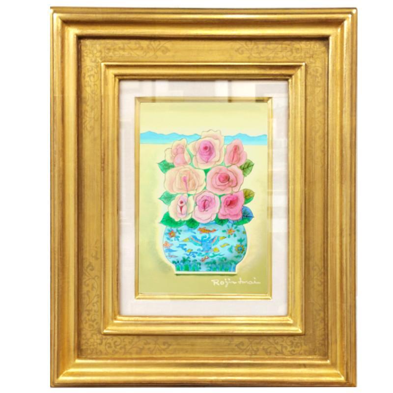 ☆ 今井ロジン ☆「 バラ 」油絵　SMサイズ　未使用額！ 今井ロジン 「 バラ(アメリカにて) 」 油絵 ・ 油彩画 F6 ( 6号