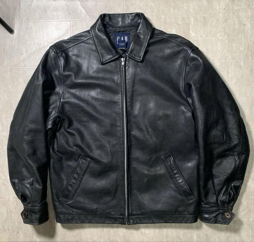 90s old gap leather bomber jacket fits L（90s old gap