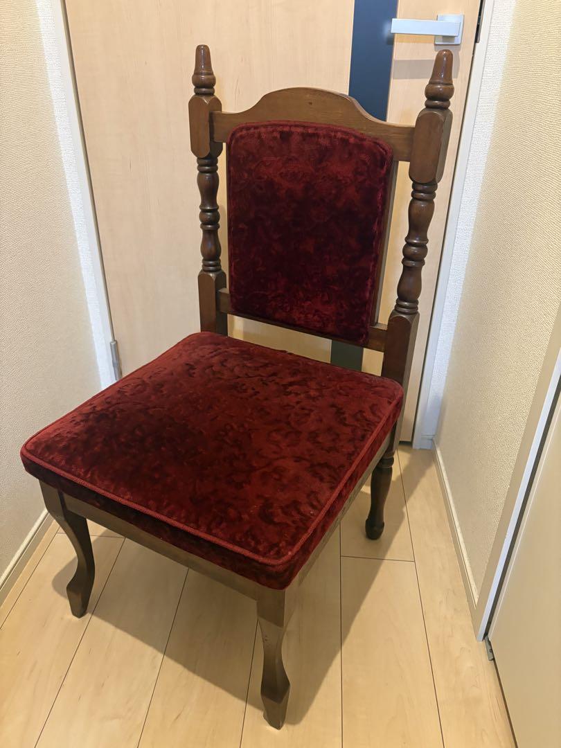 ロココ調 チェア ダイニングチェア ブラウンxレッドベルベット