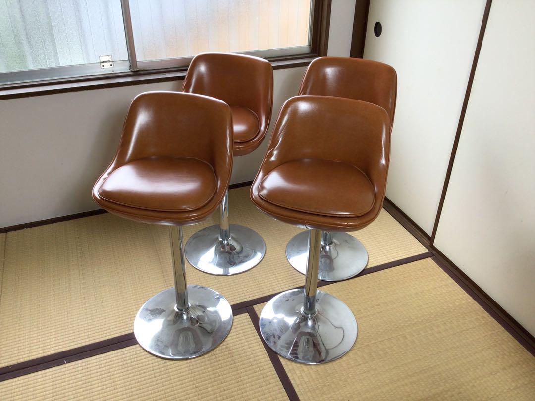 バーチェア 4脚セット　(レトロ　オレンジ) バーチェア 4脚セット (レトロ オレンジ)（バーチェアー