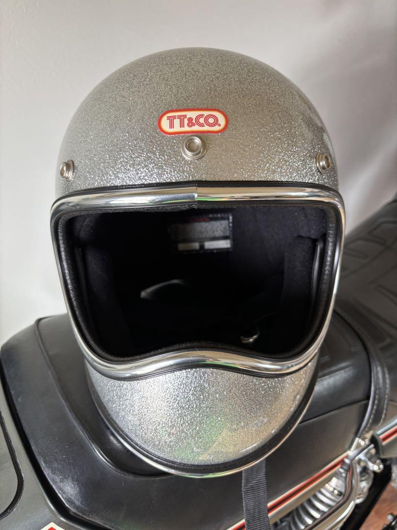 TT&CO フルフェイスヘルメット シルバー（TTゴーグル モデルB