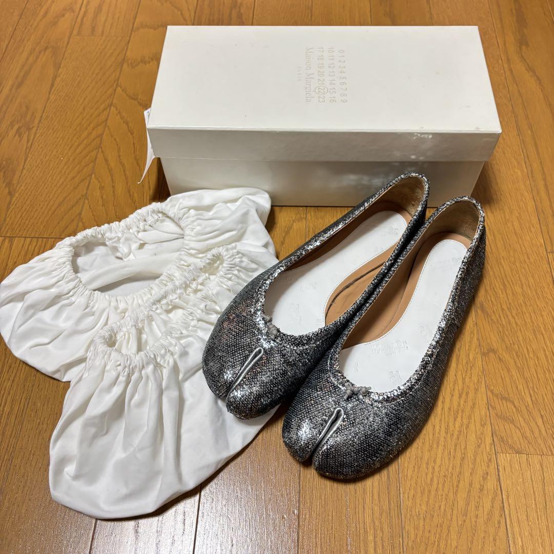 マルジェラ tabi タビ バレエ メタリック スパンコール シルバー