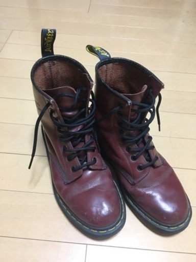 ドクターマーチン(赤)23.5cm8ホール （中古】英国製dr.martens