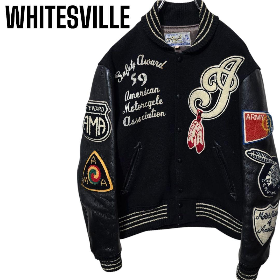 【希少】WHITESVILLE インディアンモーターサイクル スタジャン 36 加古川店】 中古 スタジャン WHITESVILLE/×インディアンモーター