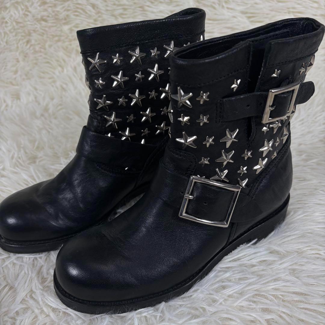 ジミーチュウ レザー ブーツ スタッズ ブラック （Jimmy Choo