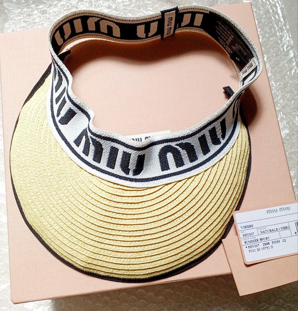 miumiu ストローハット sizeM MIU MIU ミュウ ミュウストローハット 麦わら帽子 ベージュ