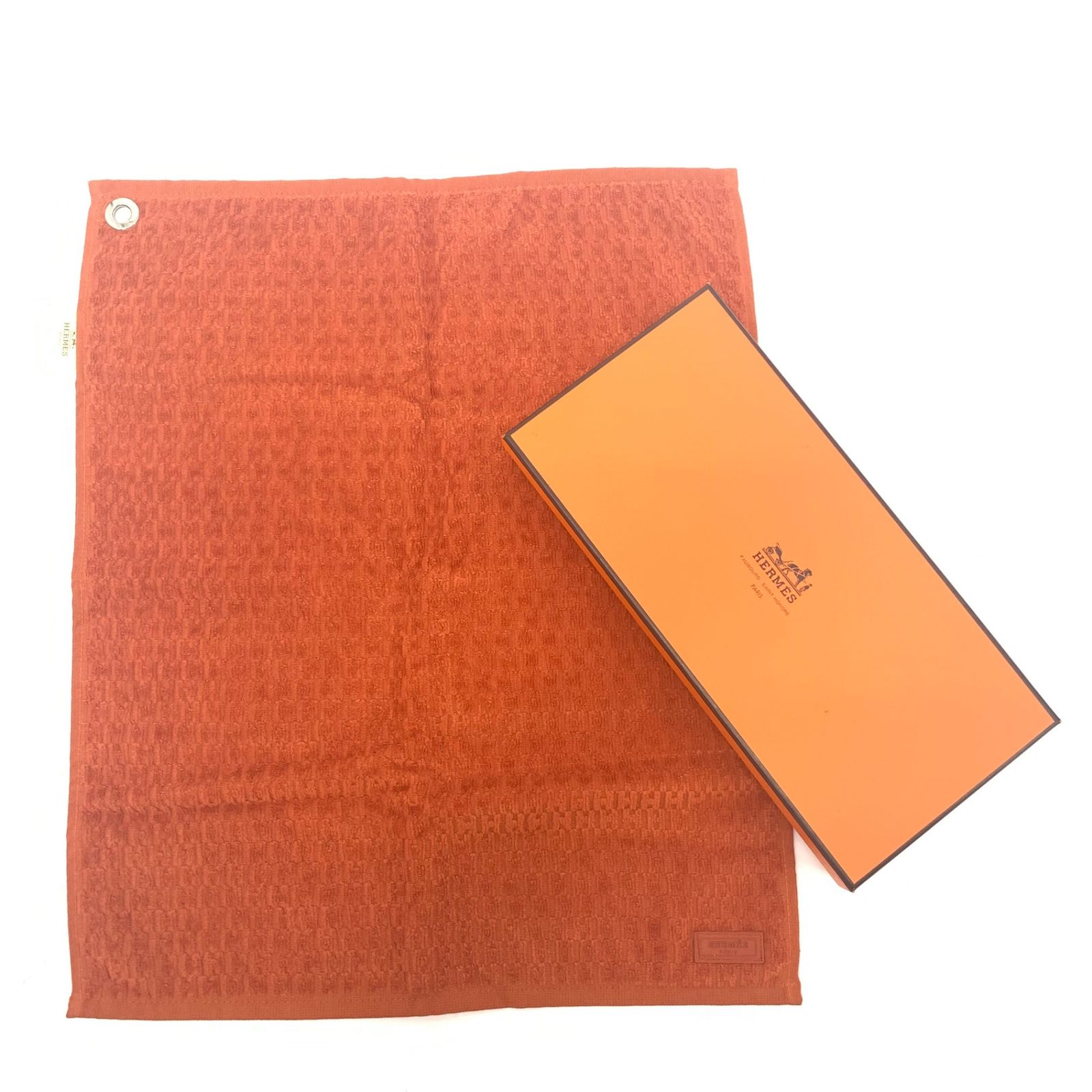 未使用品 HERMES エルメス タオル タグ付き Hロゴ オレンジ